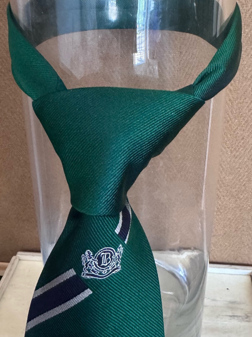 Emerald Green Boggi Milano Crest Stripe Silk Tie – Old‑School Preppy Vibes
